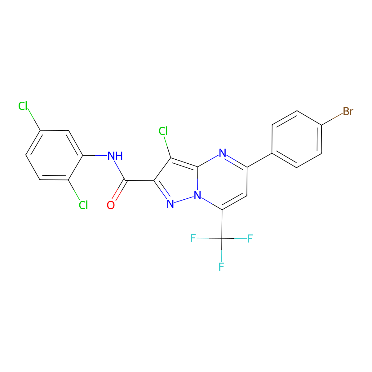 5-(4-bromophenyl)-3-chloro-N-(2,5-dichlorophenyl)-7-(trifluoromethyl)pyrazolo[1,5-a]pyrimidine-2-carboxamide molecular structure, CAS 351521-36-3