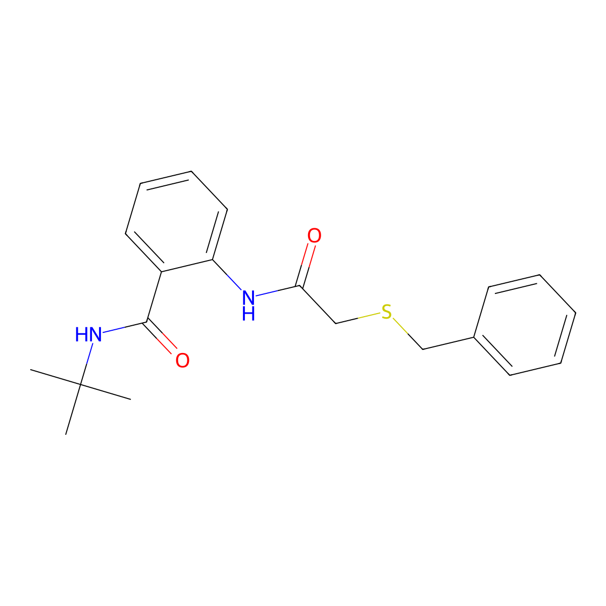 2-[(2-benzylsulfanylacetyl)amino]-N-tert-butylbenzamide molecular structure, CAS 351521-53-4
