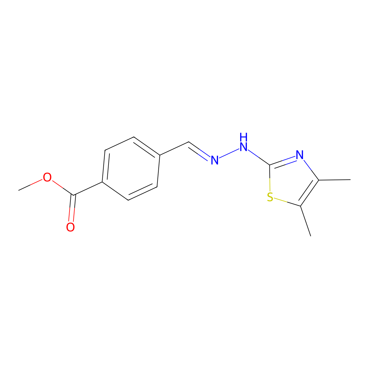 Methyl 4-[[2-(4,5-dimethyl-2-thiazolyl)hydrazinylidene]methyl]benzoate molecular structure, CAS 351521-83-0