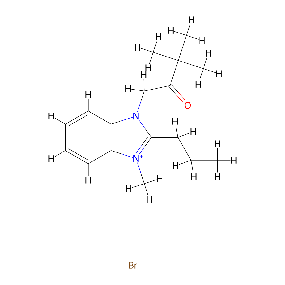 3-(3,3-dimethyl-2-oxobutyl)-1-methyl-2-propyl-1H-benzo[d]imidazol-3-ium bromide molecular structure, CAS 351526-02-8