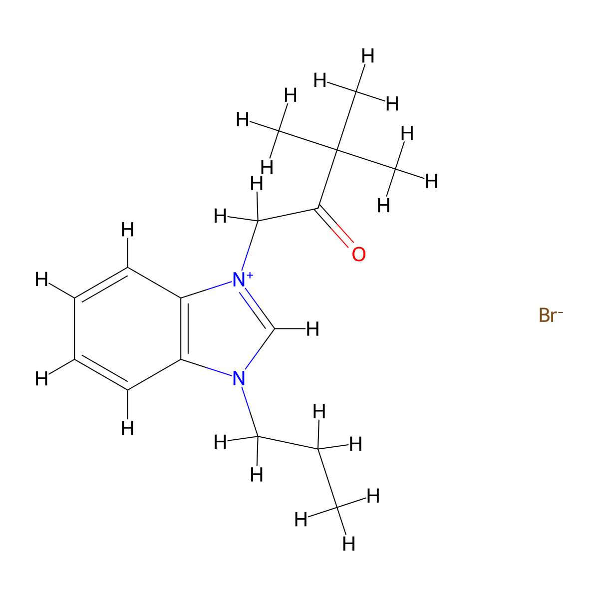 3-(3,3-dimethyl-2-oxobutyl)-1-propyl-1H-benzo[d]imidazol-3-ium bromide molecular structure, CAS 351526-07-3
