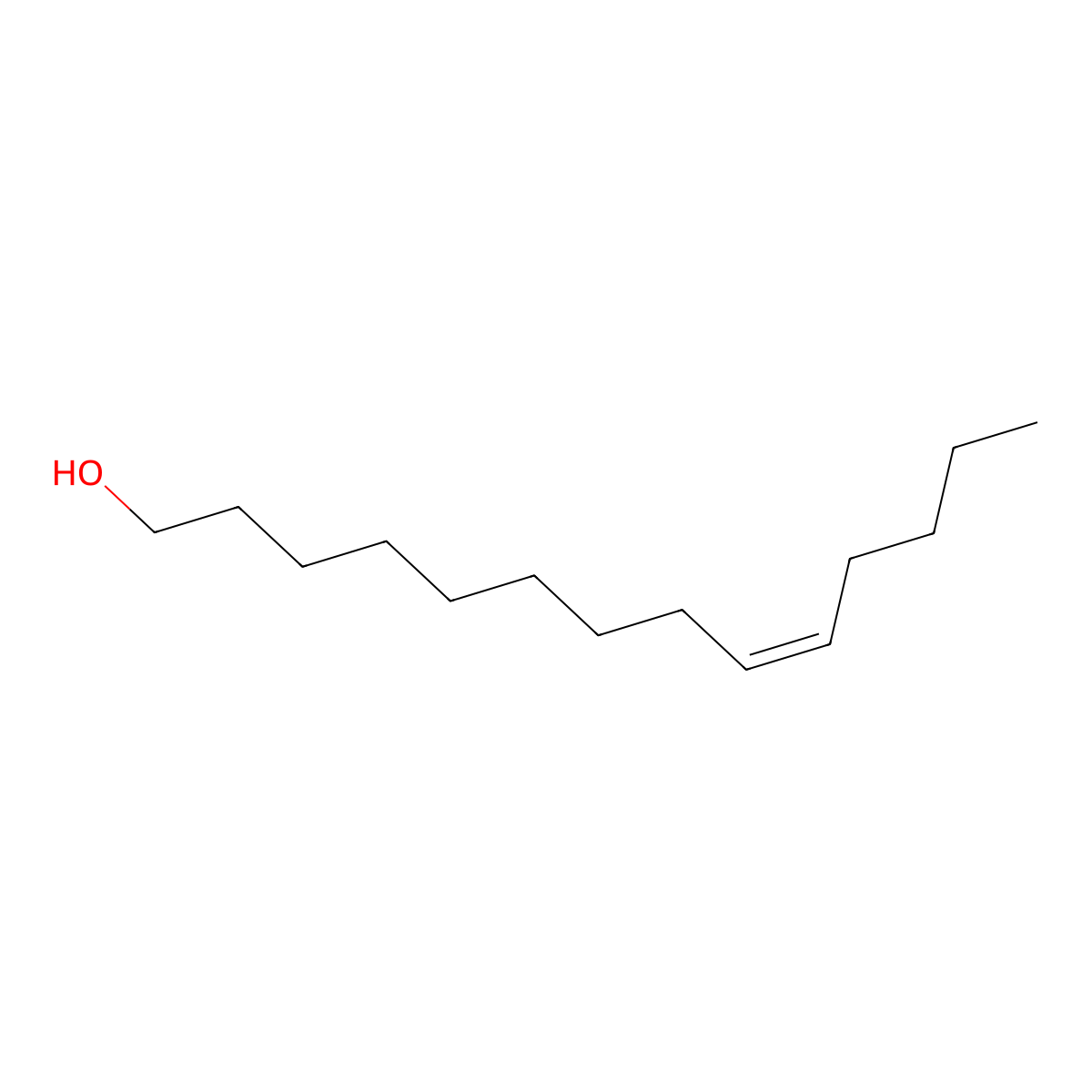 Myristoleyl alcohol molecular structure, CAS 35153-15-2