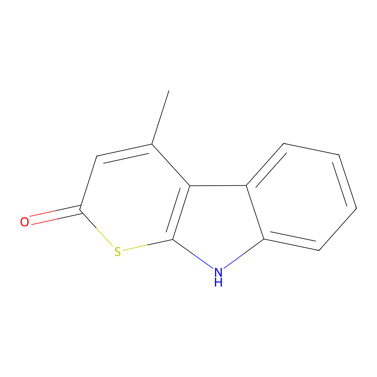 4-methyl-9H-thiopyrano[2,3-b]indol-2-one molecular structure, CAS 35155-94-3