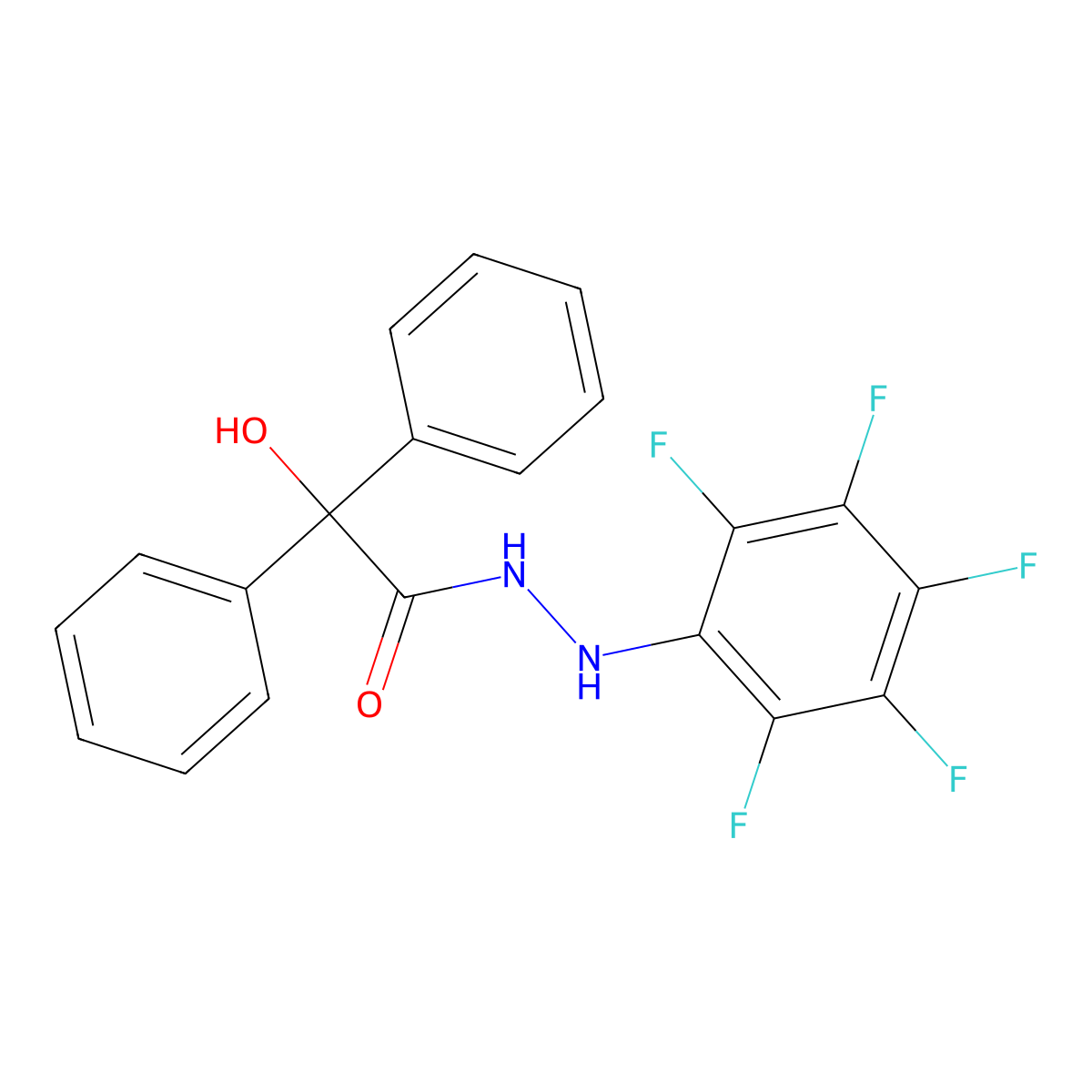 2-hydroxy-N'-(2,3,4,5,6-pentafluorophenyl)-2,2-diphenylacetohydrazide molecular structure, CAS 35157-84-7