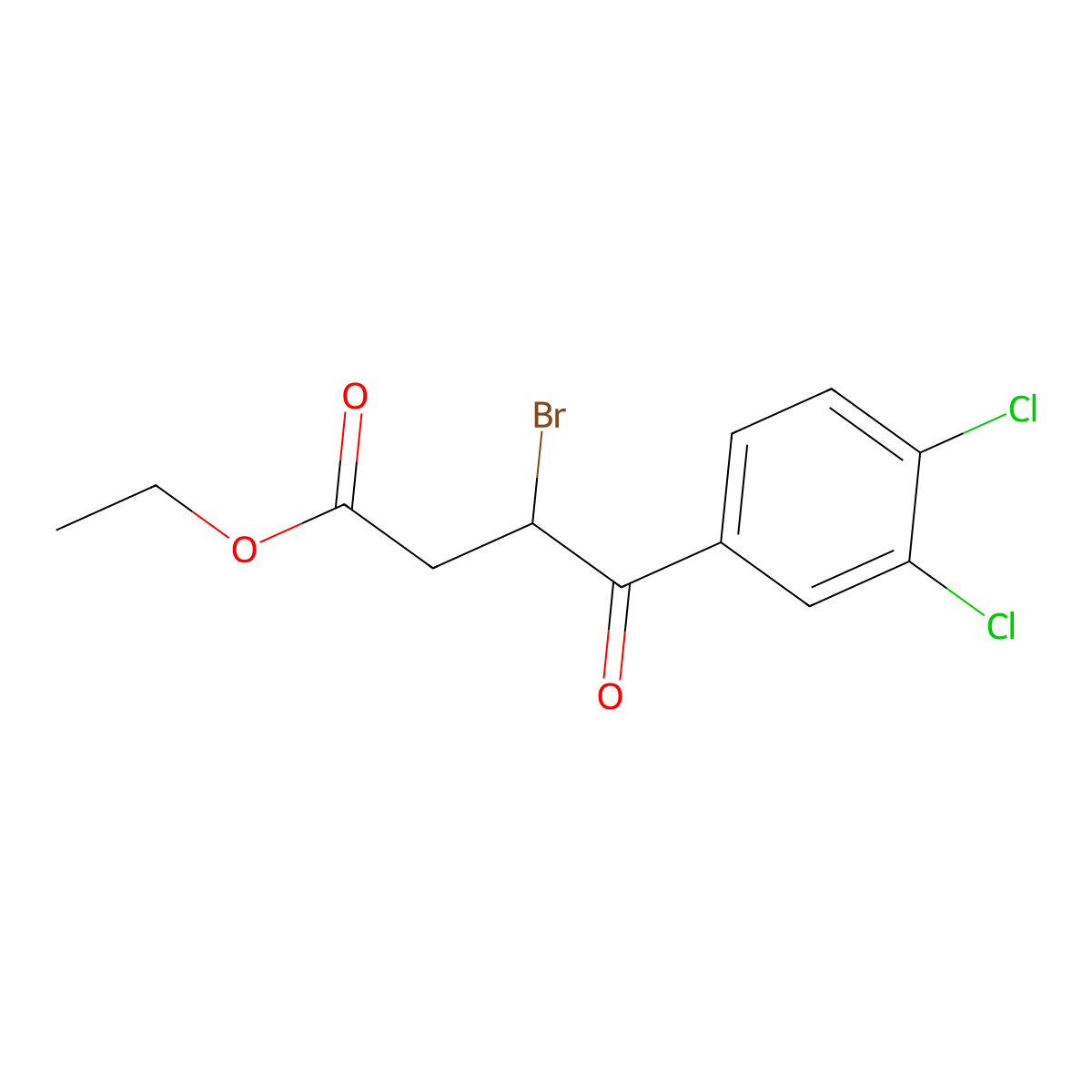 Ethyl 3-bromo-4-(3,4-dichlorophenyl)-4-oxobutanoate molecular structure, CAS 35158-45-3