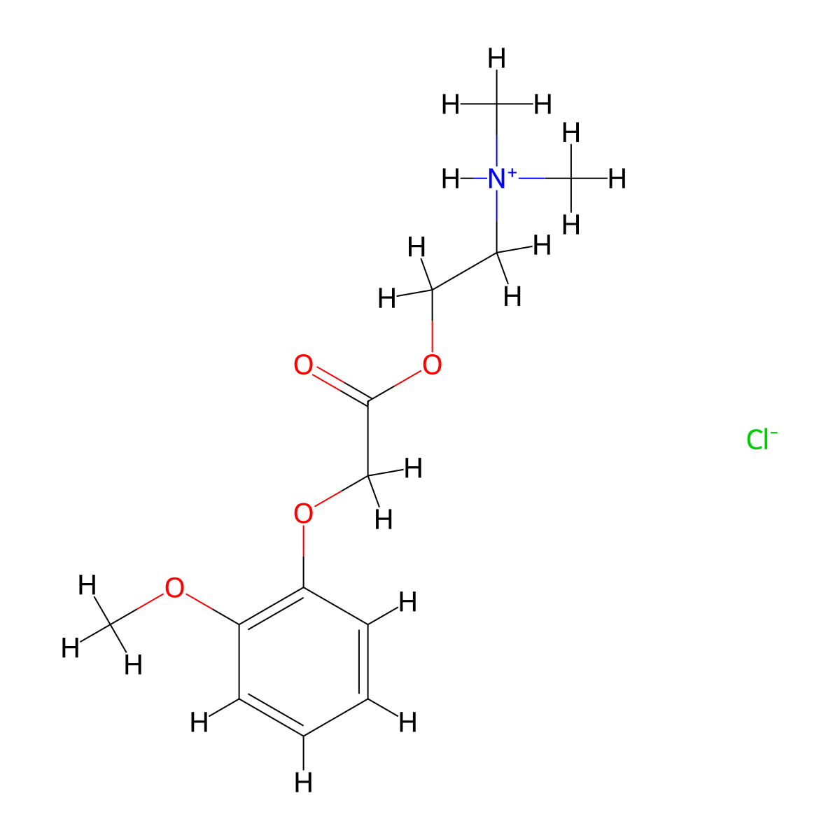 2-(Dimethylamino)ethyl (2-methoxyphenoxy)acetate--hydrogen chloride (1/1) molecular structure, CAS 35158-61-3