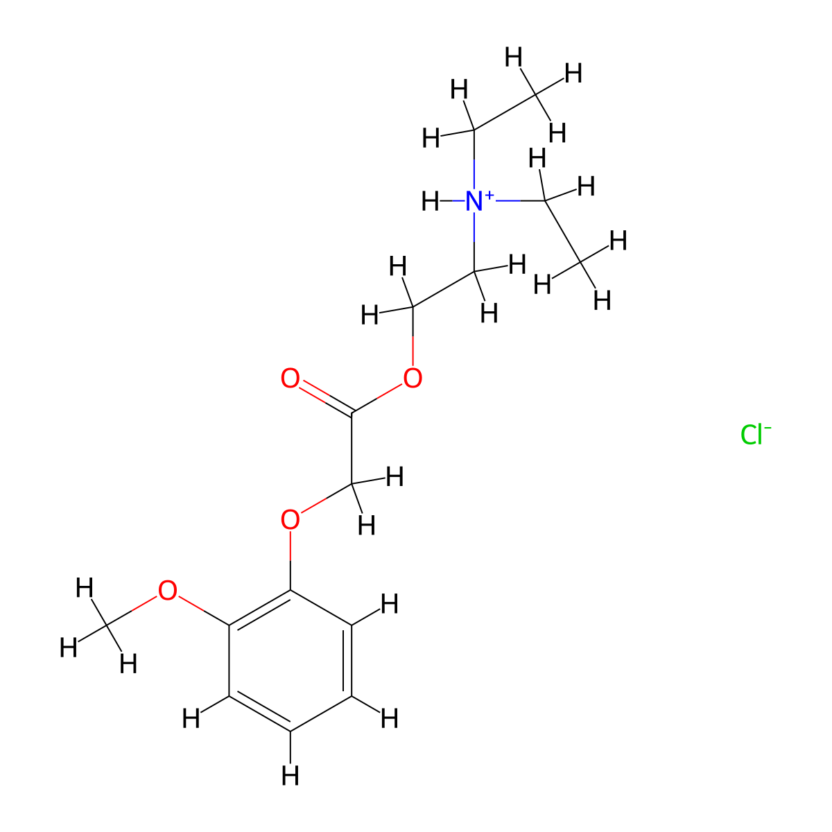 Acetic acid, (o-methoxyphenoxy)-, 2-(diethylamino)ethyl ester, hydrochloride molecular structure, CAS 35158-62-4