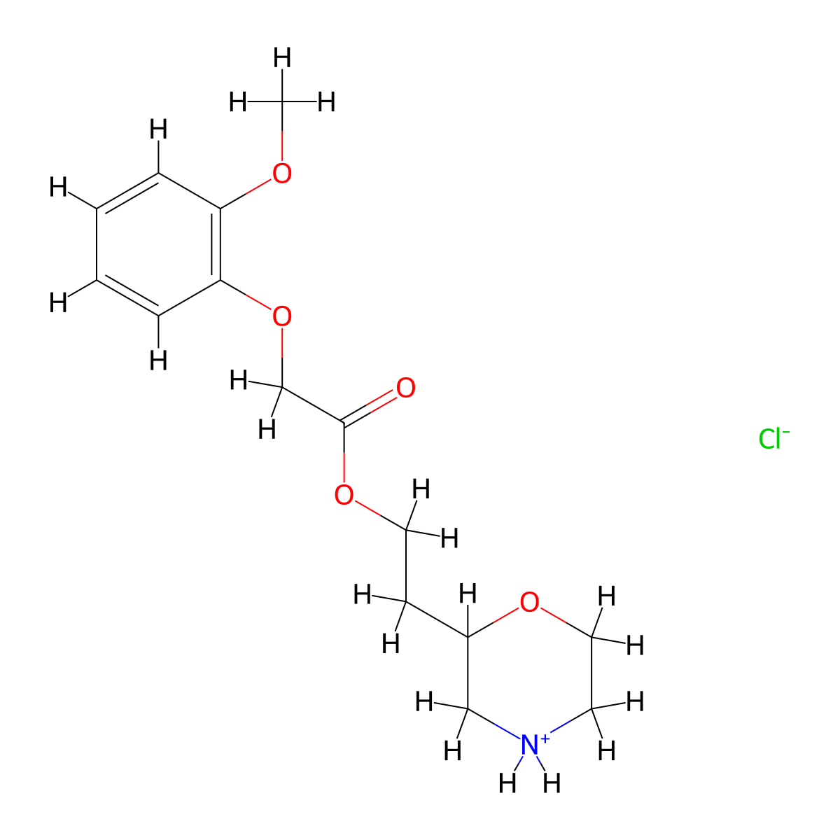 2-(Morpholin-2-yl)ethyl (2-methoxyphenoxy)acetate--hydrogen chloride (1/1) molecular structure, CAS 35158-63-5