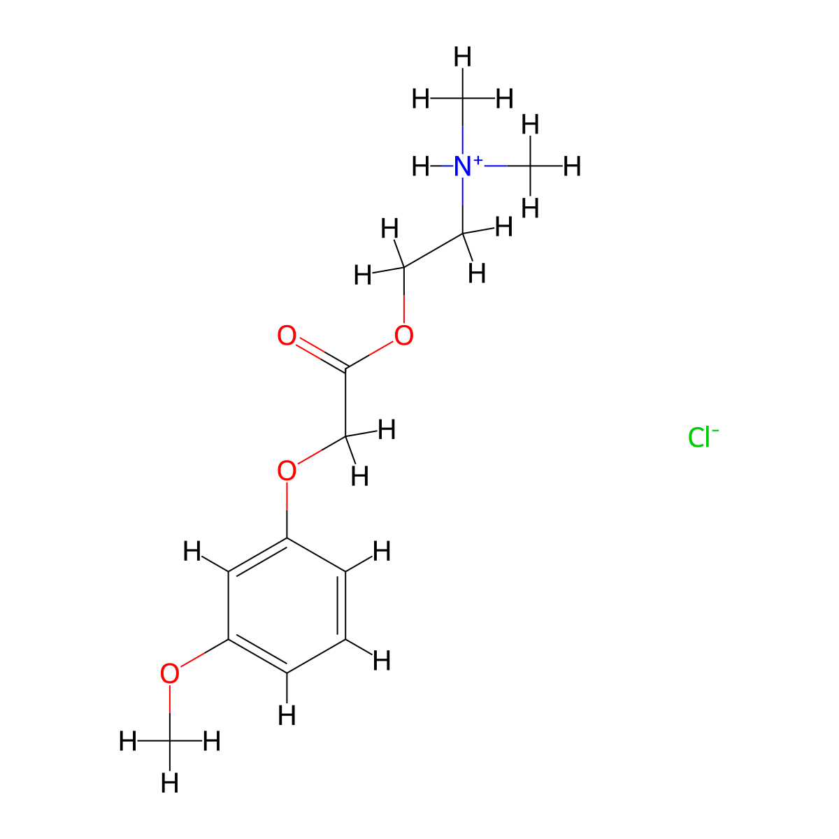 2-(Dimethylamino)ethyl (3-methoxyphenoxy)acetate--hydrogen chloride (1/1) molecular structure, CAS 35158-64-6