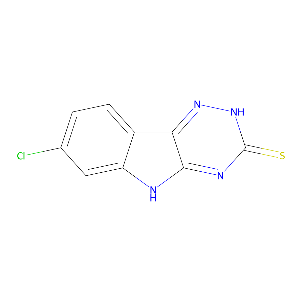 7-chloro-2,5-dihydro-3H-[1,2,4]triazino[5,6-b]indole-3-thione molecular structure, CAS 35162-23-3