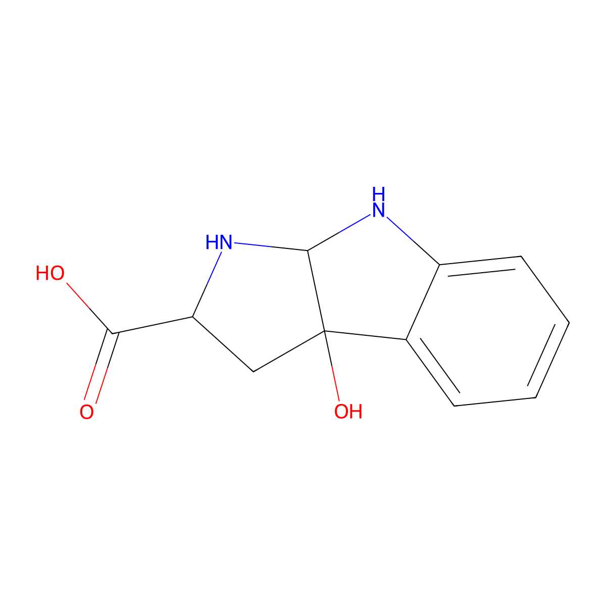 3a-Hydroxy-1,2,3,3a,8,8a-hexahydropyrrolo[2,3-b]indole-2-carboxylic acid molecular structure, CAS 35169-97-2