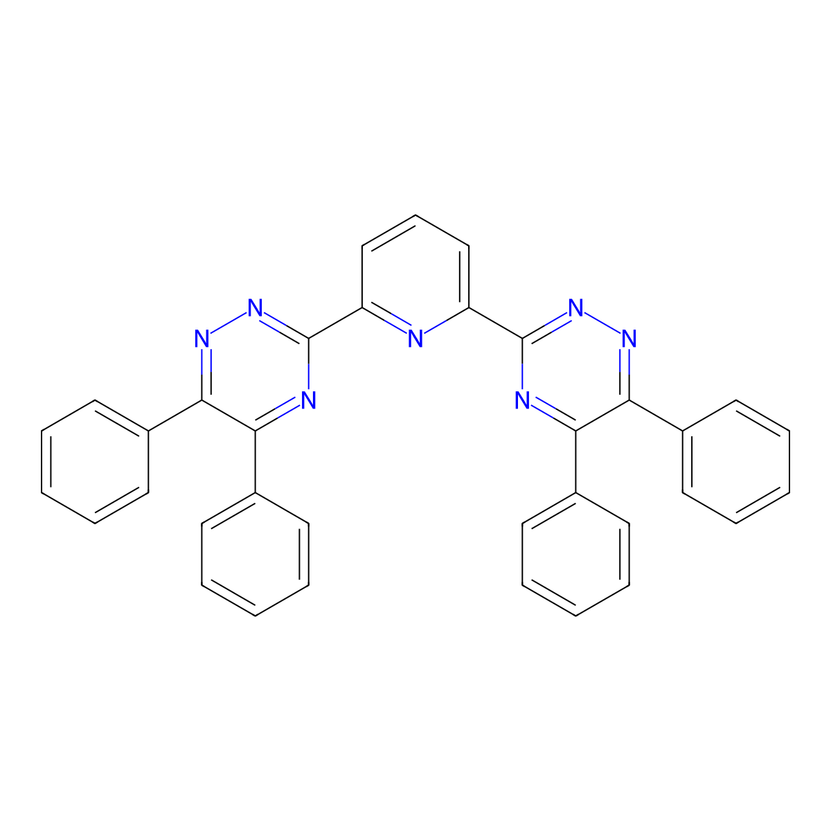 2,6-Bis(5,6-diphenyl-1,2,4-triazin-3-YL)pyridine molecular structure, CAS 35171-28-9