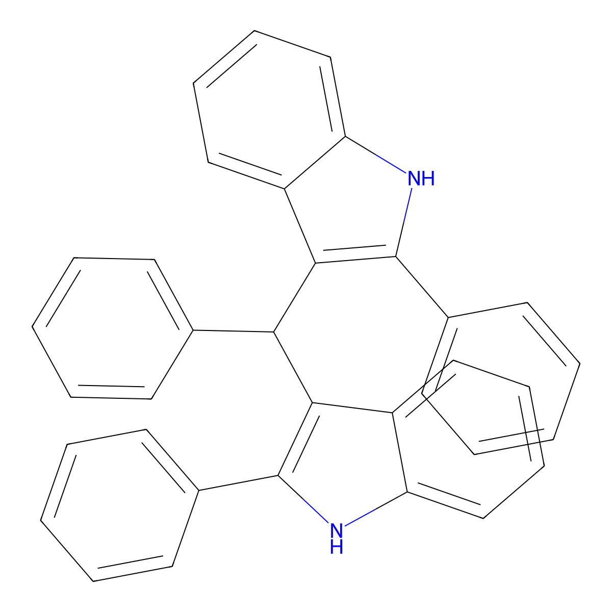 1H-Indole, 3,3'-(phenylmethylene)bis[2-phenyl- molecular structure, CAS 35173-73-0