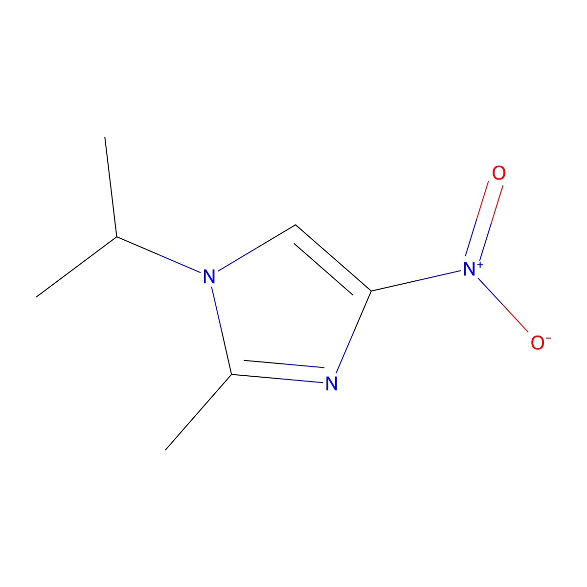 1-isopropyl-2-methyl-4-nitro-1H-imidazole molecular structure, CAS 35179-52-3
