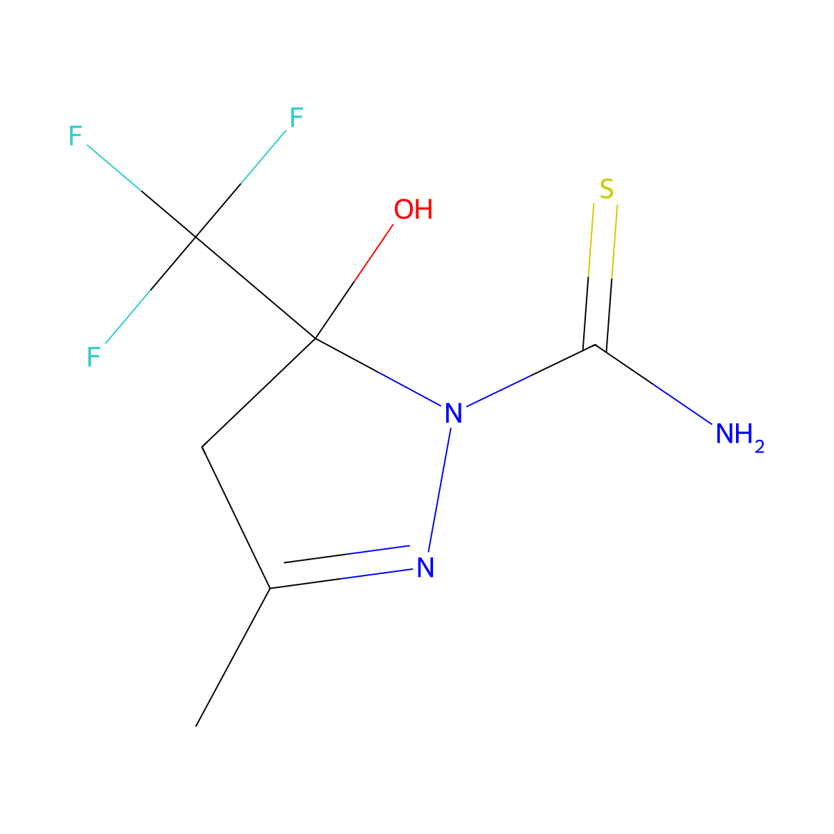 5-hydroxy-3-methyl-5-(trifluoromethyl)-4,5-dihydro-1H-pyrazole-1-carbothioamide molecular structure, CAS 35179-63-6
