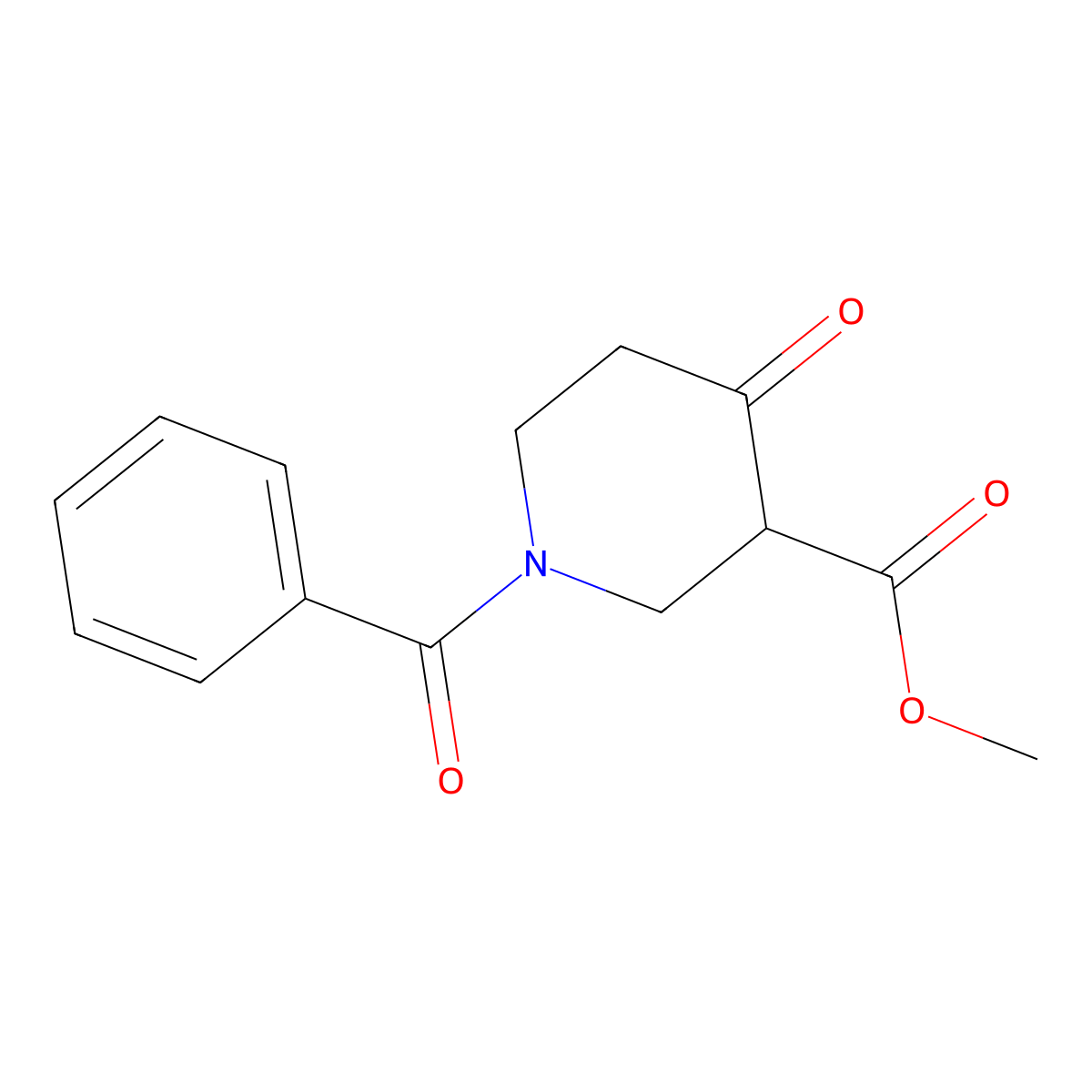 Methyl 1-benzoyl-4-oxopiperidine-3-carboxylate molecular structure, CAS 3518-87-4