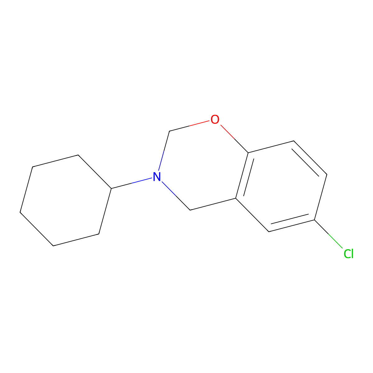 6-Chloro-3-cyclohexyl-3,4-dihydro-2H-1,3-benzoxazine molecular structure, CAS 35183-44-9