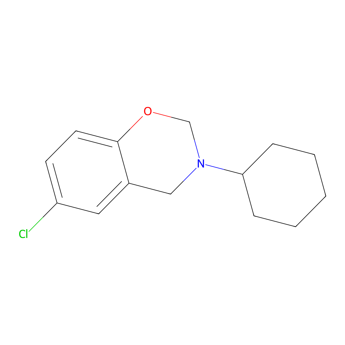 6-Chloro-3-cyclohexyl-3,4-dihydro-2H-1,3-benzoxazine molecular structure, CAS 35183-44-9