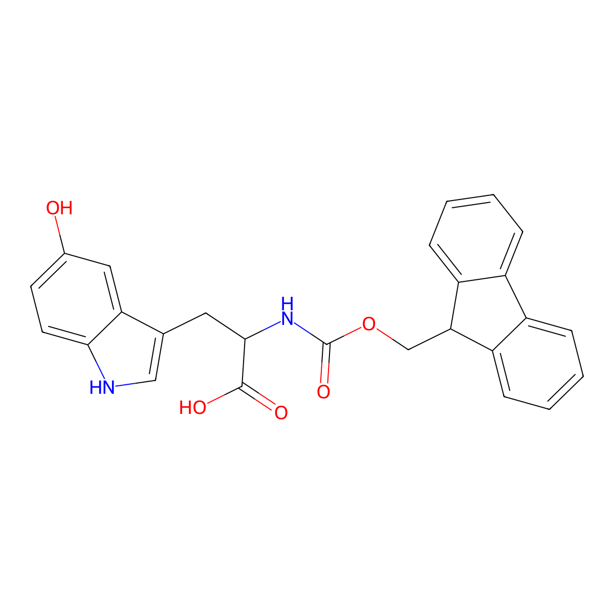 Fmoc-5-hydroxy-DL-tryptophan molecular structure, CAS 351857-99-3