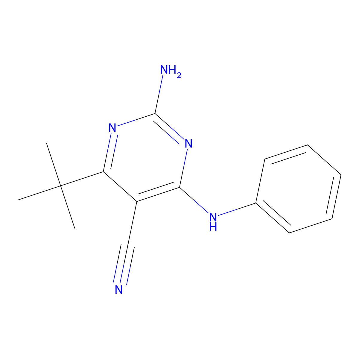2-Amino-4-(tert-butyl)-6-(phenylamino)pyrimidine-5-carbonitrile molecular structure, CAS 351858-25-8