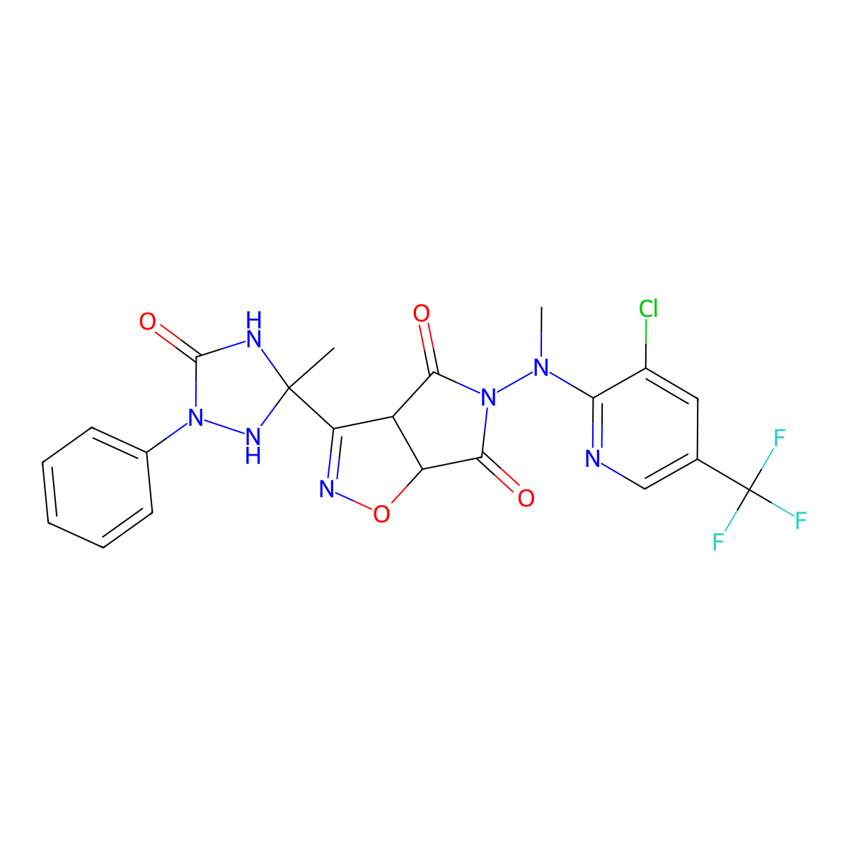 5-[[3-chloro-5-(trifluoromethyl)-2-pyridinyl](methyl)amino]-3-(3-methyl-5-oxo-1-phenyl-1,2,4-triazolan-3-yl)-3aH-pyrrolo[3,4-d]isoxazole-4,6(5H,6aH)-dione molecular structure, CAS 351858-44-1