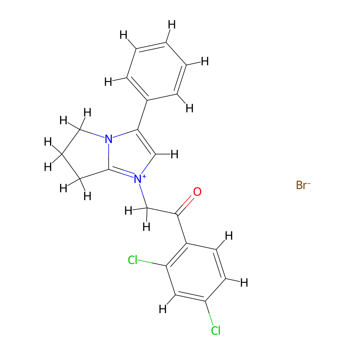 1-(2-(2,4-dichlorophenyl)-2-oxoethyl)-3-phenyl-6,7-dihydro-5H-pyrrolo[1,2-a]imidazol-1-ium bromide molecular structure, CAS 351859-62-6