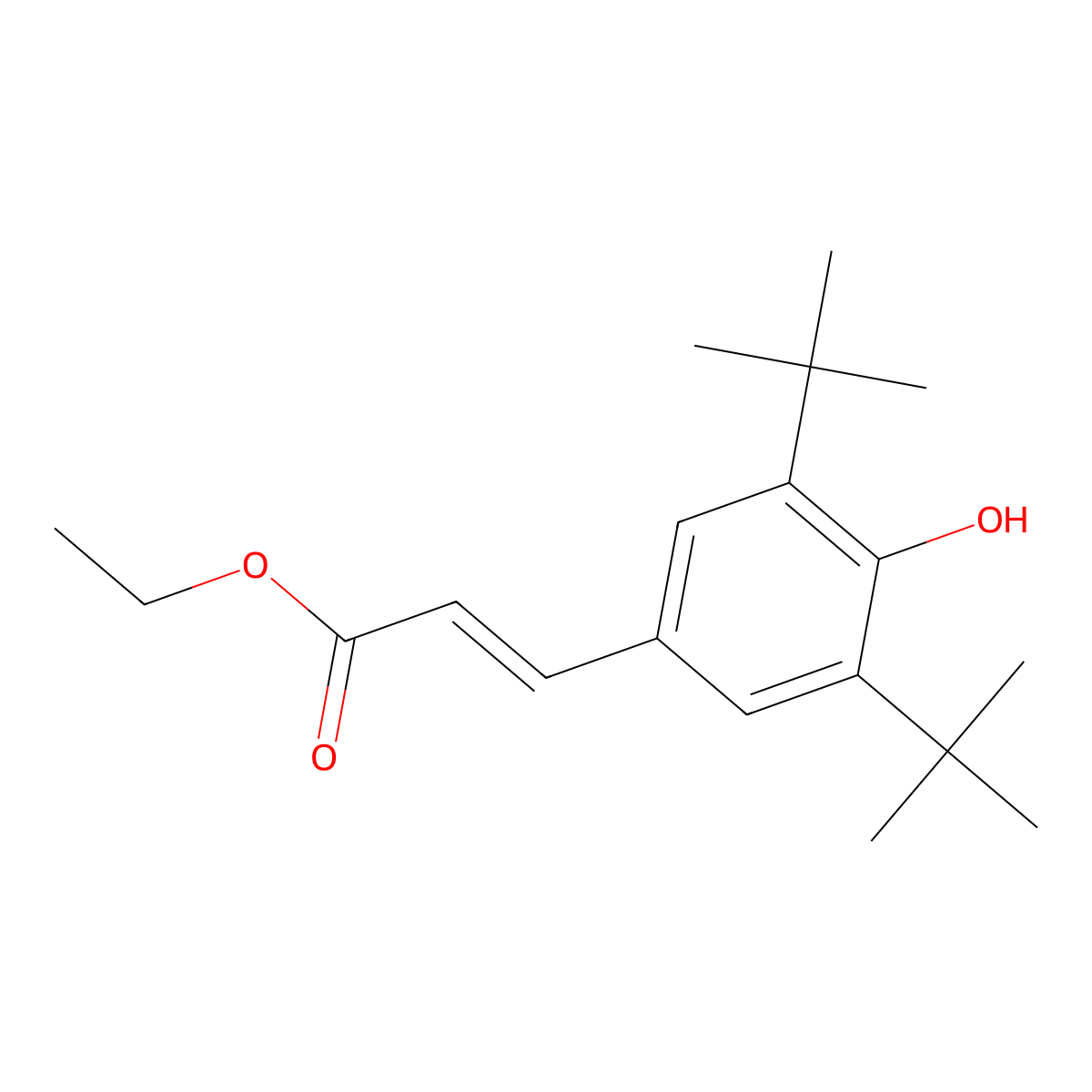 Cinnamic acid, 3,5-di-tert-butyl-4-hydroxy-, ethyl ester molecular structure, CAS 35186-94-8