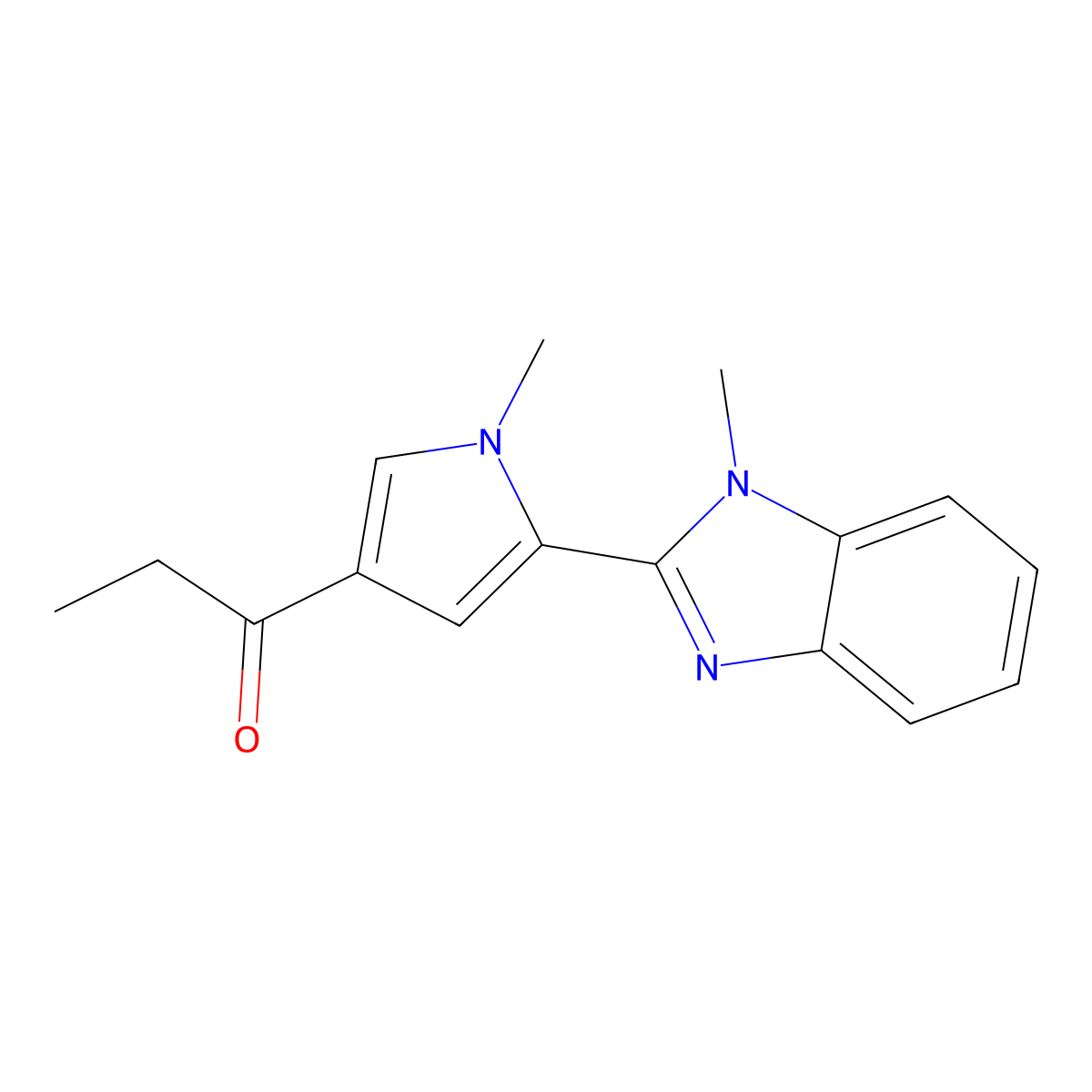 1-[1-Methyl-5-(1-methylbenzimidazol-2-yl)pyrrol-3-yl]propan-1-one molecular structure, CAS 351876-02-3
