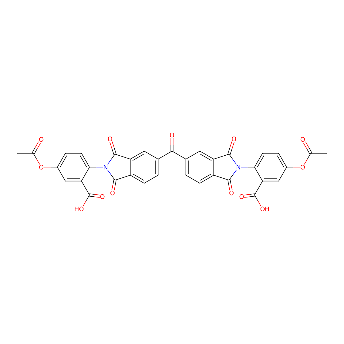 2,2'-[carbonylbis(1,3-dioxo-1,3-dihydro-2H-isoindole-5,2-diyl)]bis[5-(acetyloxy)benzoic acid] molecular structure, CAS 351891-77-5
