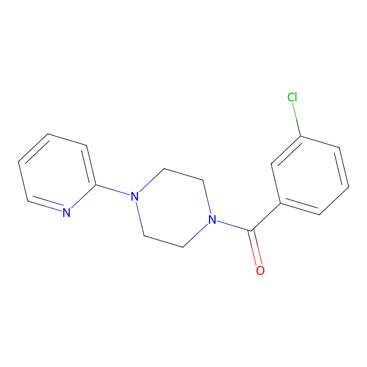 (3-Chlorophenyl)-(4-pyridin-2-ylpiperazin-1-yl)methanone molecular structure, CAS 351892-68-7