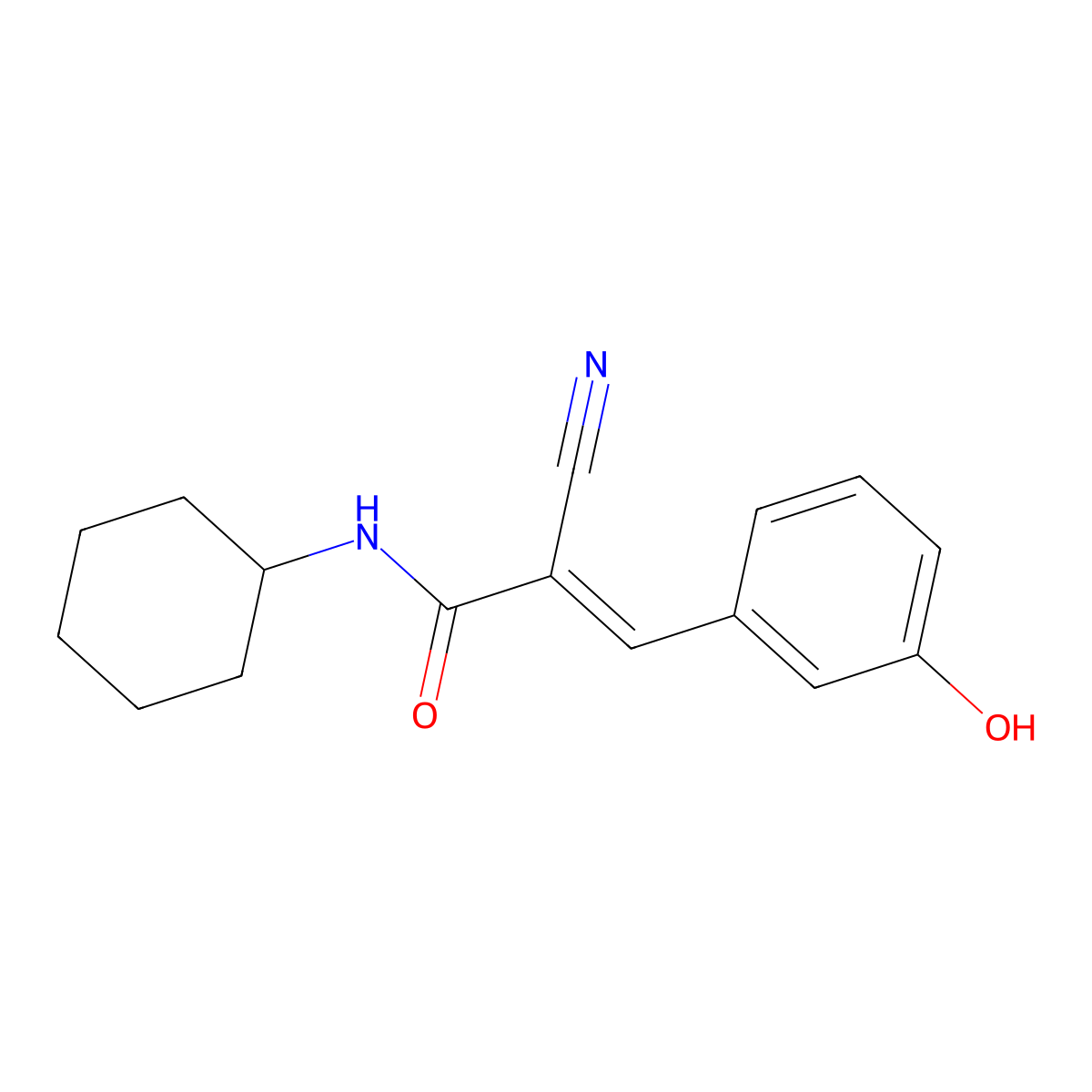 (E)-2-Cyano-N-cyclohexyl-3-(3-hydroxyphenyl)acrylamide molecular structure, CAS 351893-99-7