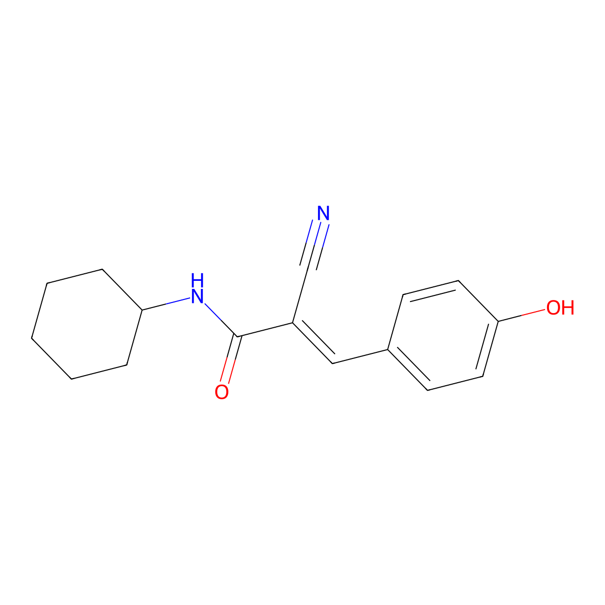 (2E)-2-Cyano-N-cyclohexyl-3-(4-hydroxyphenyl)acrylamide molecular structure, CAS 351894-04-7