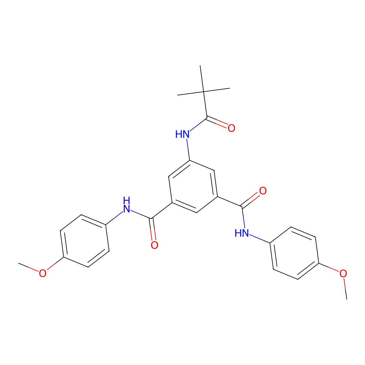 5-(2,2-dimethylpropanoylamino)-1-N,3-N-bis(4-methoxyphenyl)benzene-1,3-dicarboxamide molecular structure, CAS 351894-14-9