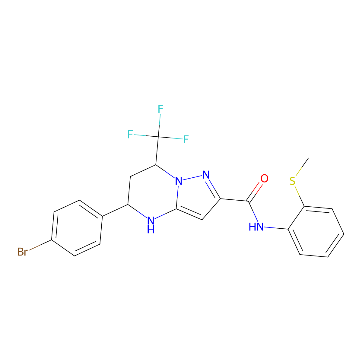 5-(4-bromophenyl)-N-[2-(methylsulfanyl)phenyl]-7-(trifluoromethyl)-4,5,6,7-tetrahydropyrazolo[1,5-a]pyrimidine-2-carboxamide molecular structure, CAS 351894-96-7