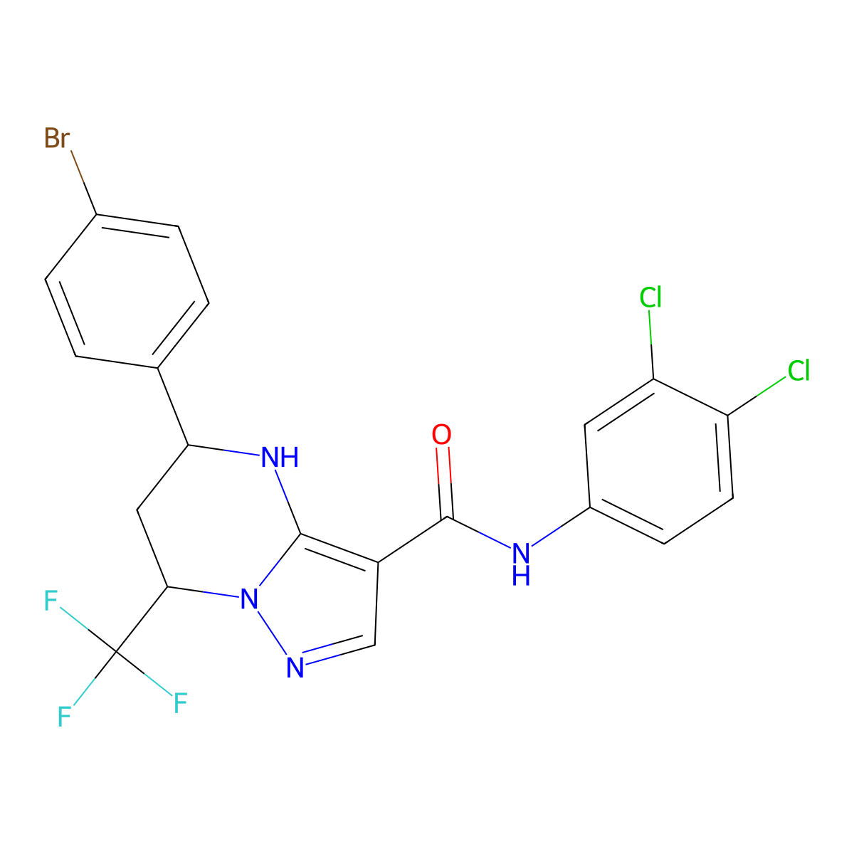 5-(4-bromophenyl)-N-(3,4-dichlorophenyl)-7-(trifluoromethyl)-4,5,6,7-tetrahydropyrazolo[1,5-a]pyrimidine-3-carboxamide molecular structure, CAS 351895-05-1