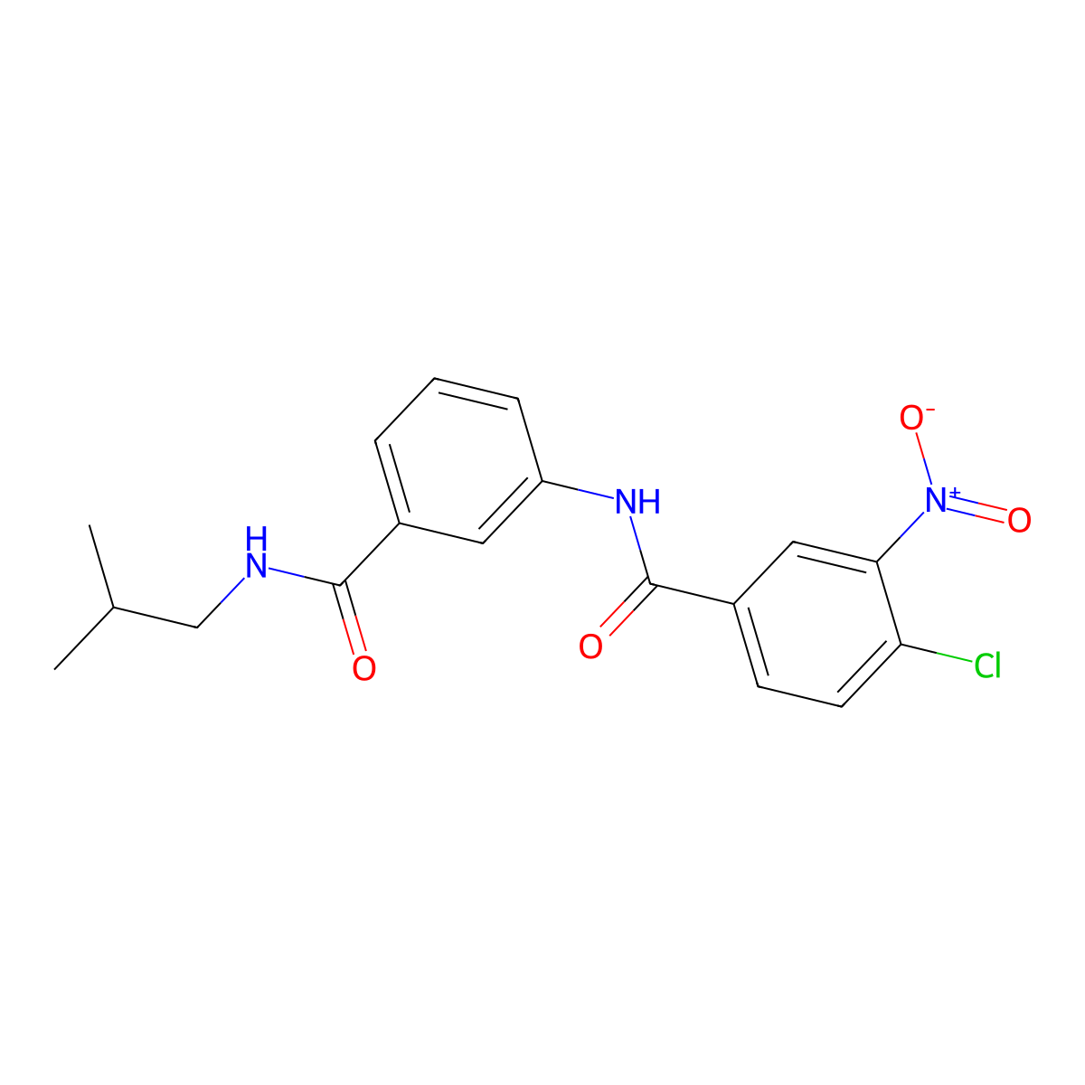 4-chloro-N-[3-(2-methylpropylcarbamoyl)phenyl]-3-nitrobenzamide molecular structure, CAS 351895-29-9