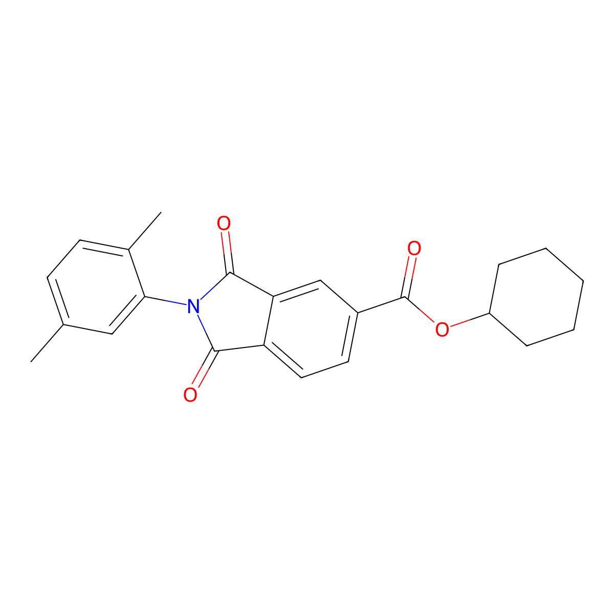 Cyclohexyl 2-(2,5-dimethylphenyl)-1,3-dioxo-5-isoindolinecarboxylate molecular structure, CAS 351895-52-8