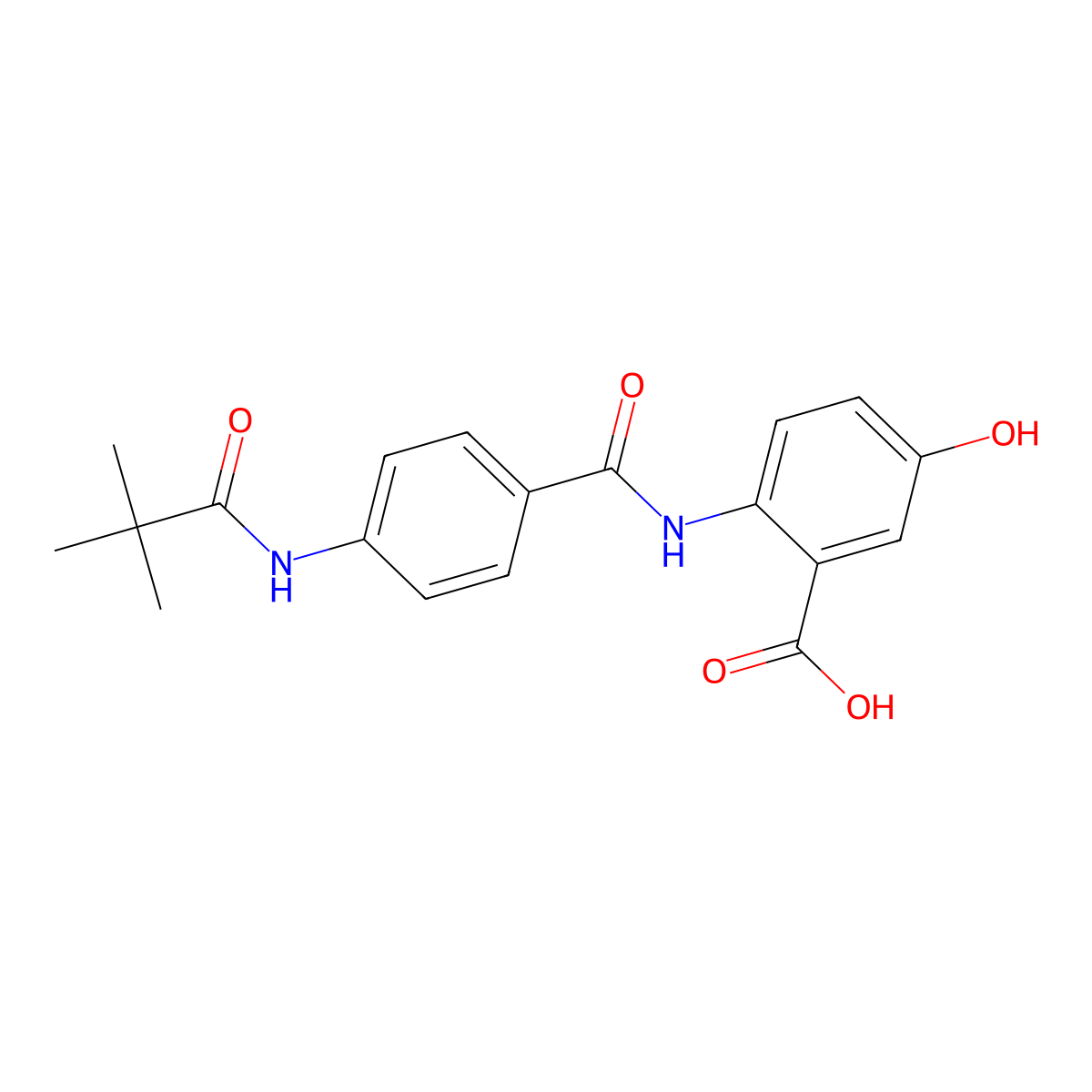 2-[({4-[(2,2-Dimethylpropanoyl)amino]phenyl}carbonyl)amino]-5-hydroxybenzoic acid molecular structure, CAS 351895-93-7