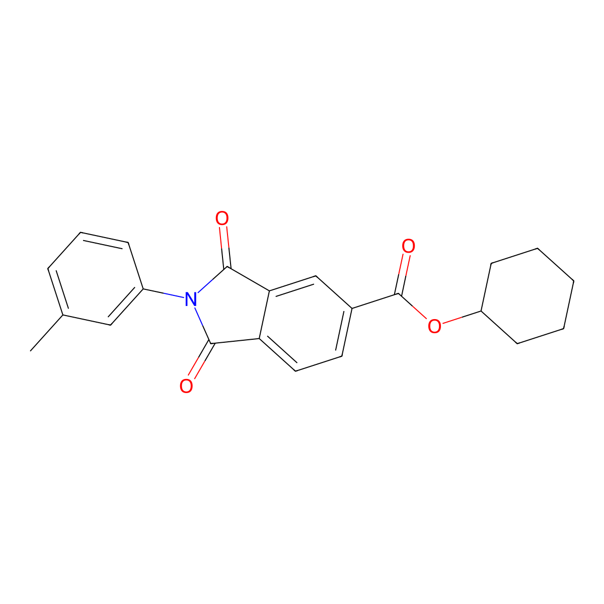 Cyclohexyl 2-(3-methylphenyl)-1,3-dioxoisoindole-5-carboxylate molecular structure, CAS 351895-94-8