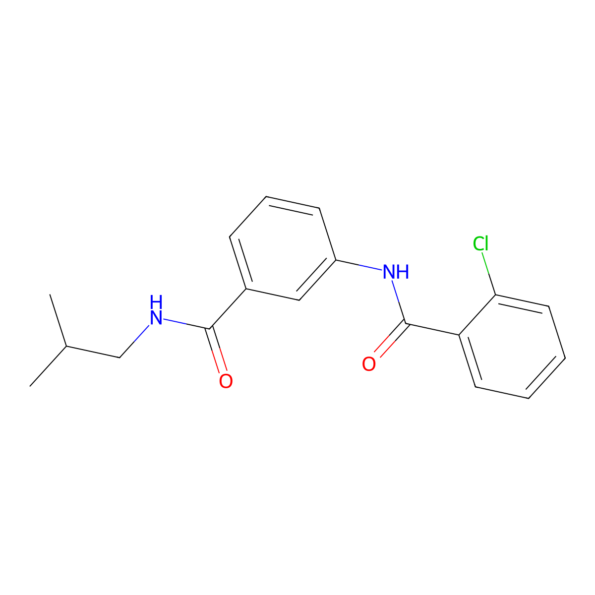 2-chloro-N-[3-(2-methylpropylcarbamoyl)phenyl]benzamide molecular structure, CAS 351896-10-1