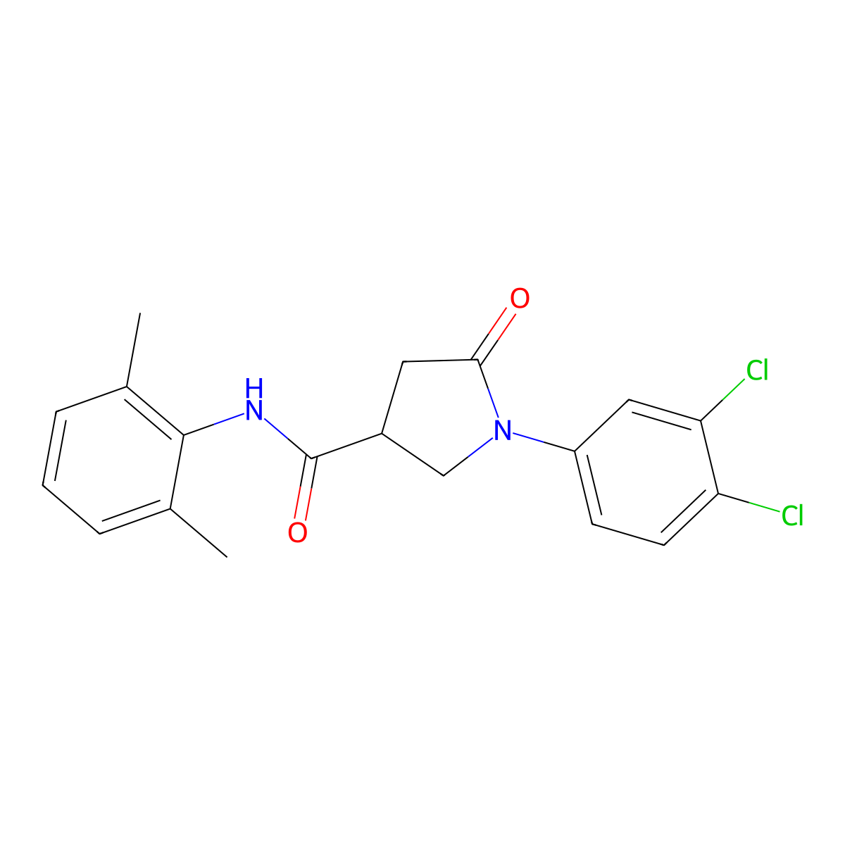 1-(3,4-dichlorophenyl)-N-(2,6-dimethylphenyl)-5-oxopyrrolidine-3-carboxamide molecular structure, CAS 351896-15-6