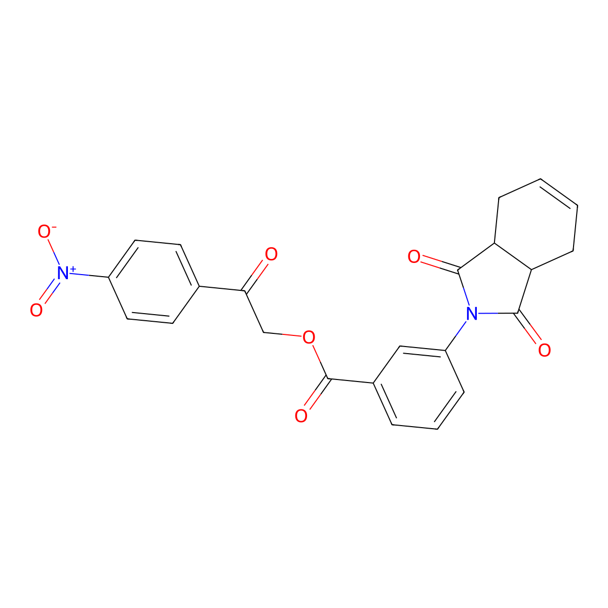 2-(4-nitrophenyl)-2-oxoethyl 3-(1,3-dioxo-1,3,3a,4,7,7a-hexahydro-2H-isoindol-2-yl)benzoate molecular structure, CAS 351896-72-5