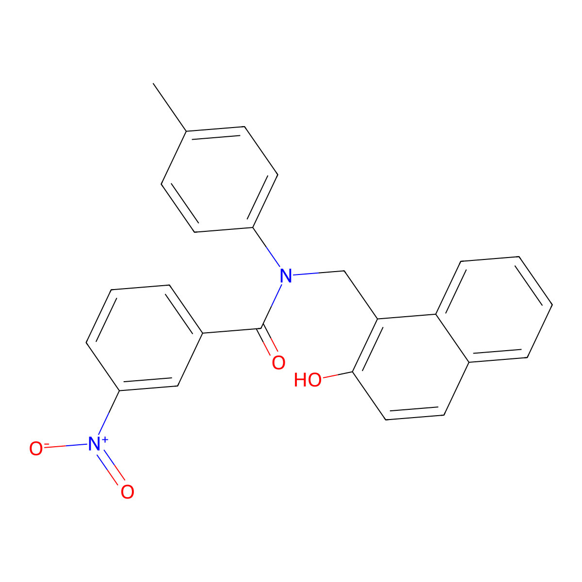 N-[(2-hydroxynaphthalen-1-yl)methyl]-N-(4-methylphenyl)-3-nitrobenzamide molecular structure, CAS 351896-78-1