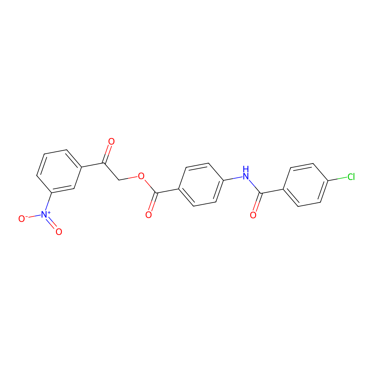 2-{3-Nitrophenyl}-2-oxoethyl 4-[(4-chlorobenzoyl)amino]benzoate molecular structure, CAS 351898-32-3