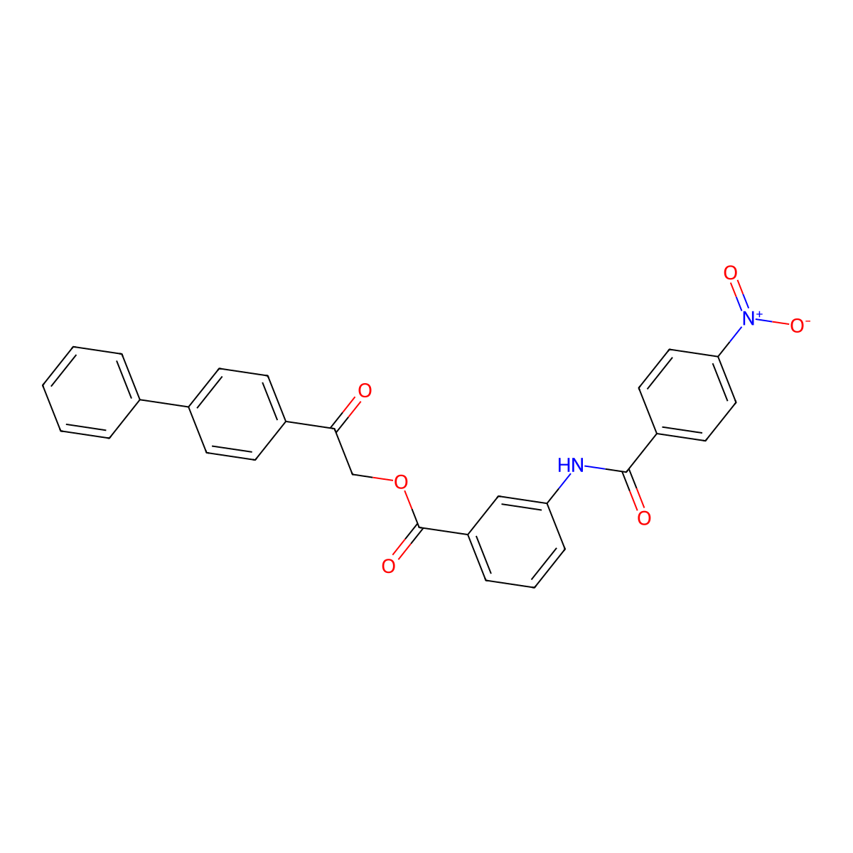 [2-Oxo-2-(4-phenylphenyl)ethyl] 3-[(4-nitrobenzoyl)amino]benzoate molecular structure, CAS 351898-60-7