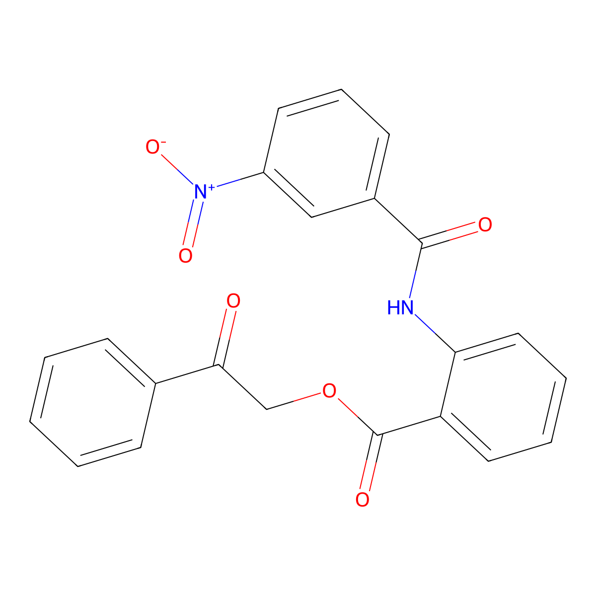 Phenacyl 2-[(3-nitrobenzoyl)amino]benzoate molecular structure, CAS 351898-75-4