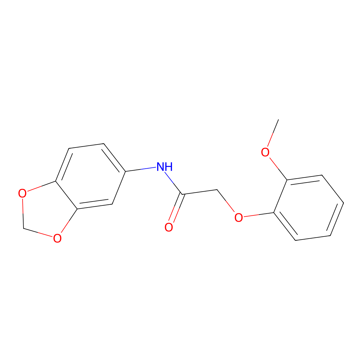 N-(1,3-benzodioxol-5-yl)-2-(2-methoxyphenoxy)acetamide molecular structure, CAS 351899-16-6