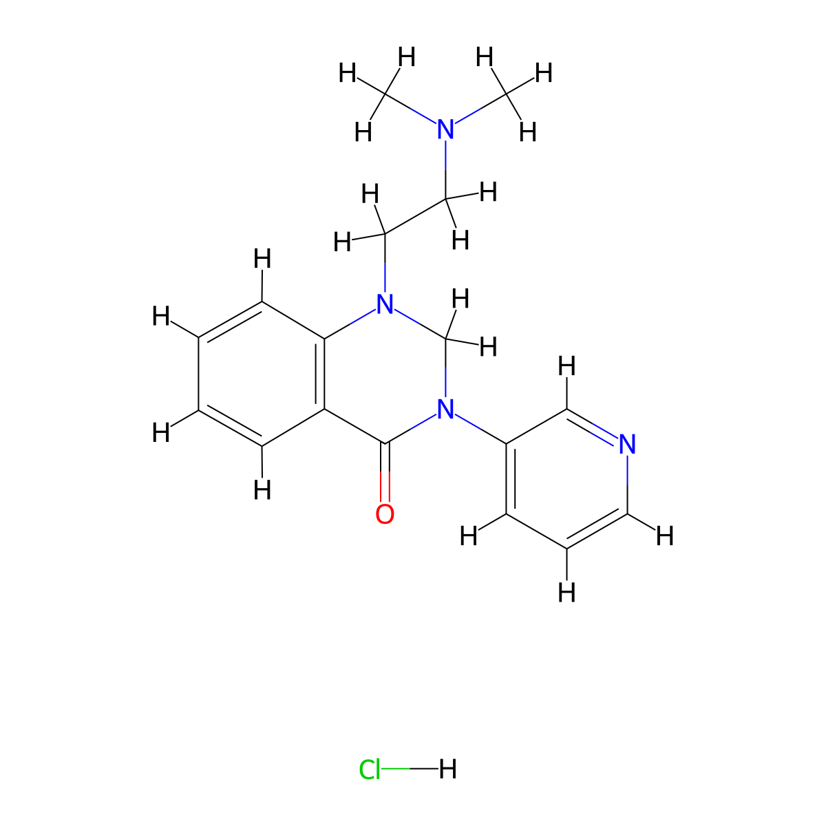4(1H)-Quinazolinone, 2,3-dihydro-1-(2-(dimethylamino)ethyl)-2-(3-pyridyl)-, hydrochloride molecular structure, CAS 3519-93-5