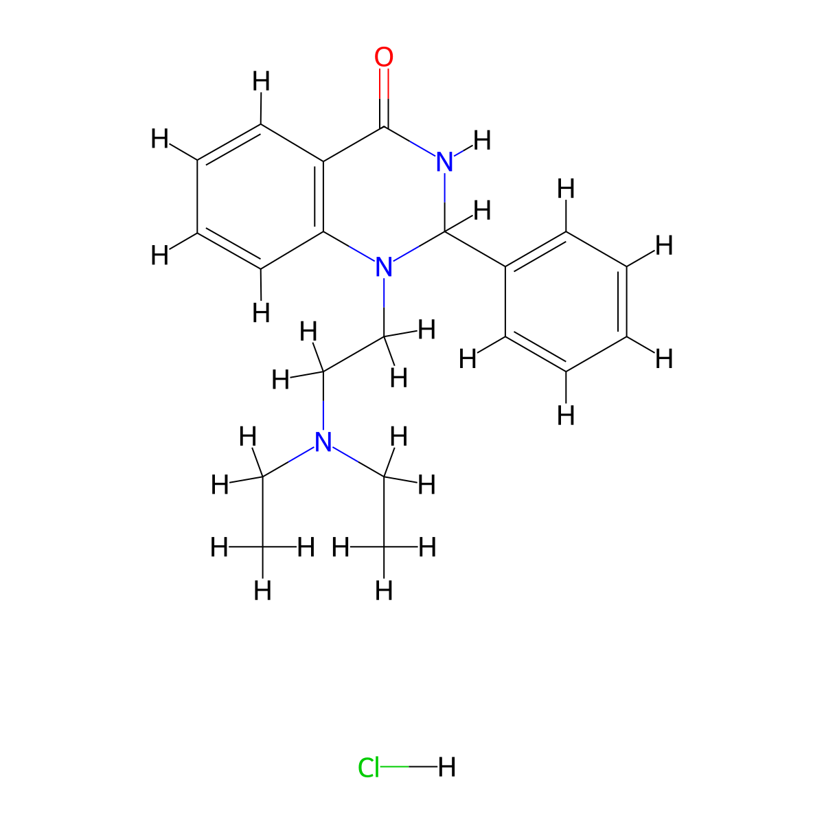 4(1H)-Quinazolinone, 2,3-dihydro-1-(2-(diethylamino)ethyl)-2-phenyl-, hydrochloride molecular structure, CAS 3519-95-7