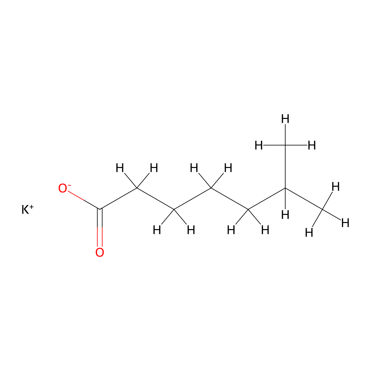Potassium 6-methylheptanoate molecular structure, CAS 35194-75-3
